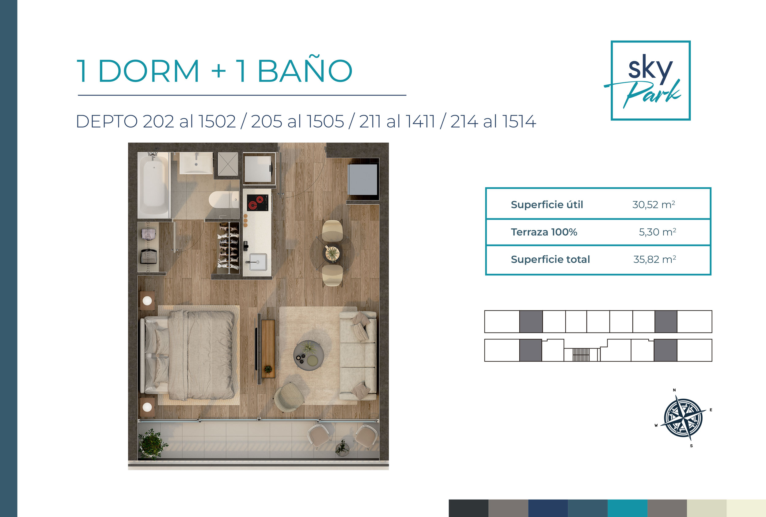 A1 - 1 dorm + 1 baño