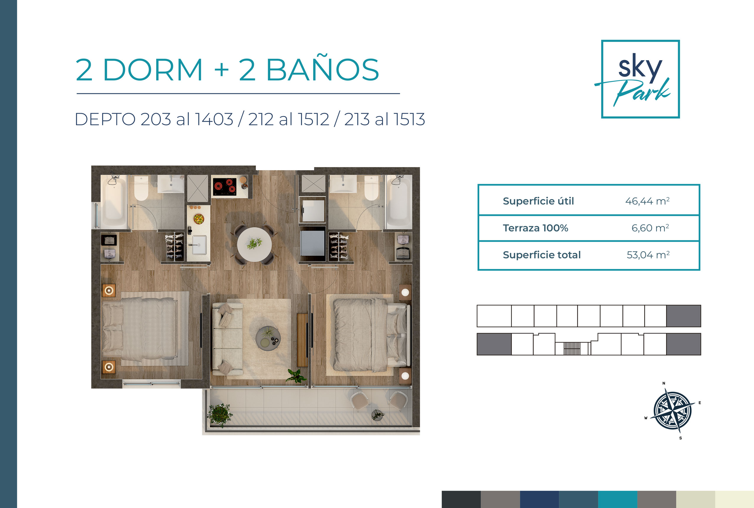 C1 - 2 dorm + 2 baños