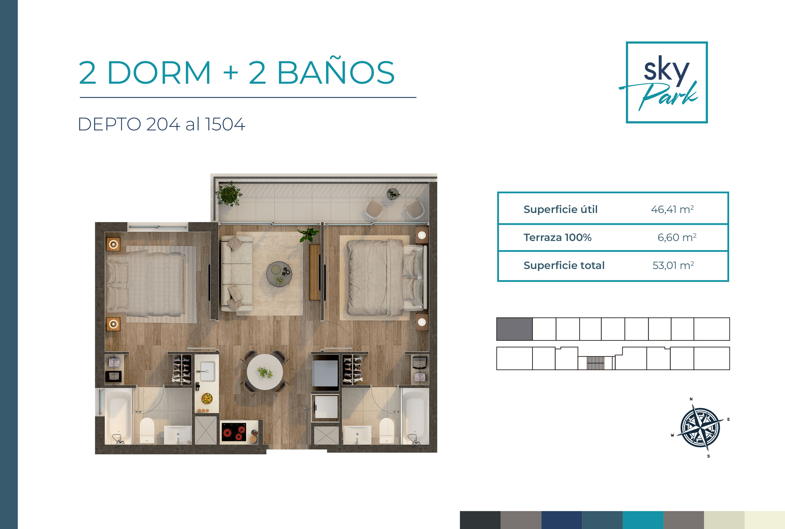 C1E - 2 dorm + 2 baños