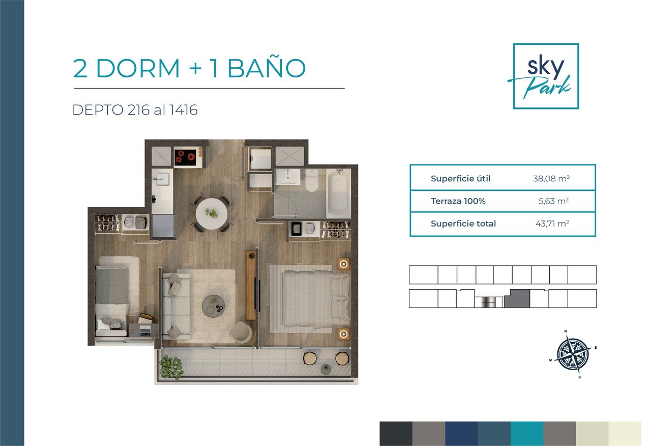 B1 - 2 dorm + 1 baño